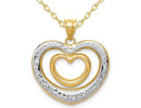 14K Yellow Gold Double Heart Pendant Necklace with Chain